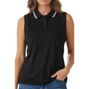 Nike Dri Fit Golf Tank Sleeveless Polo Shirt Black Stripe Collar NEW Size L